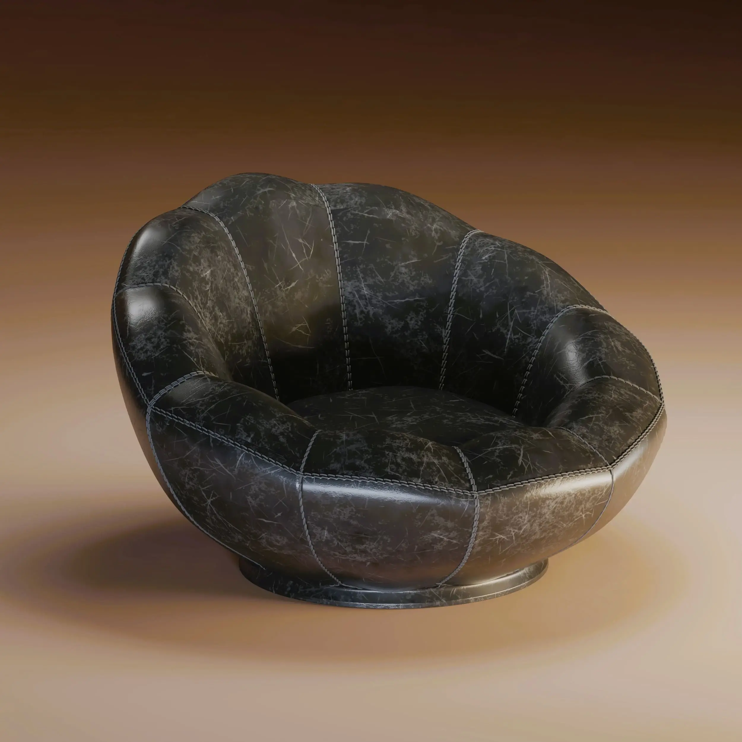 3D-Modell eines schwarzen Ledersessels