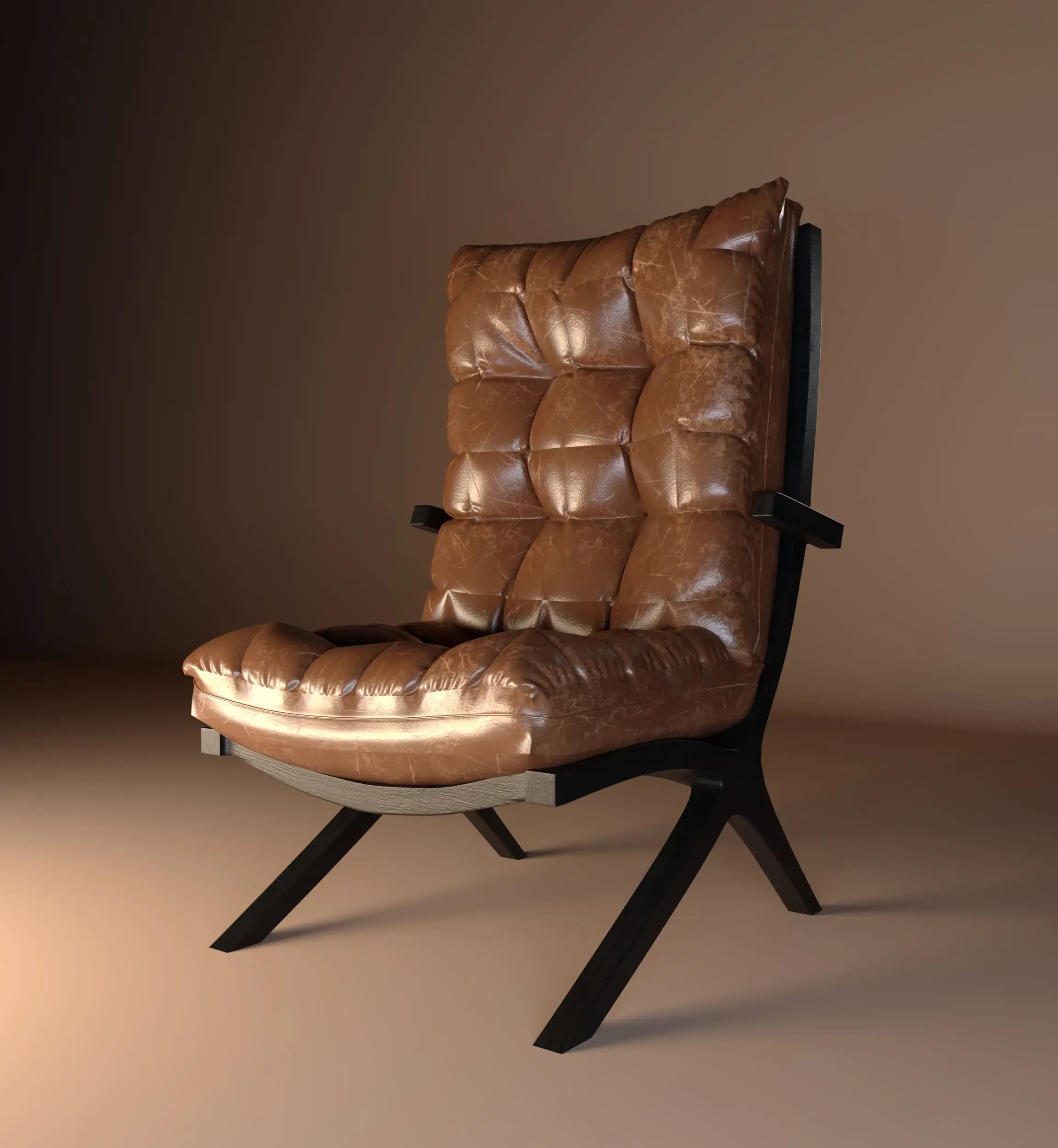 3D-Modell eines gesteppten Ledersessels