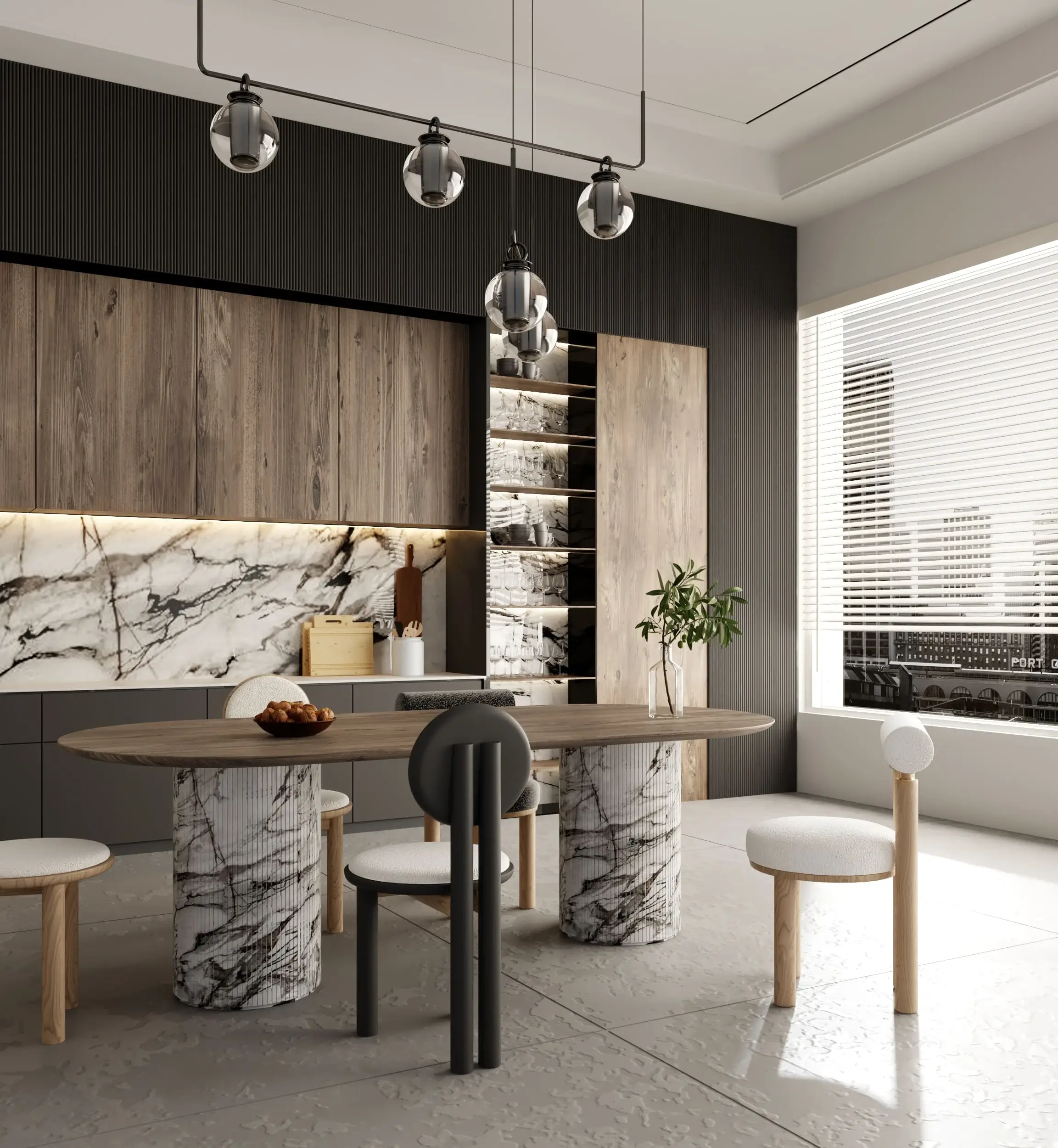 Aménagement cuisine luxe 3D
